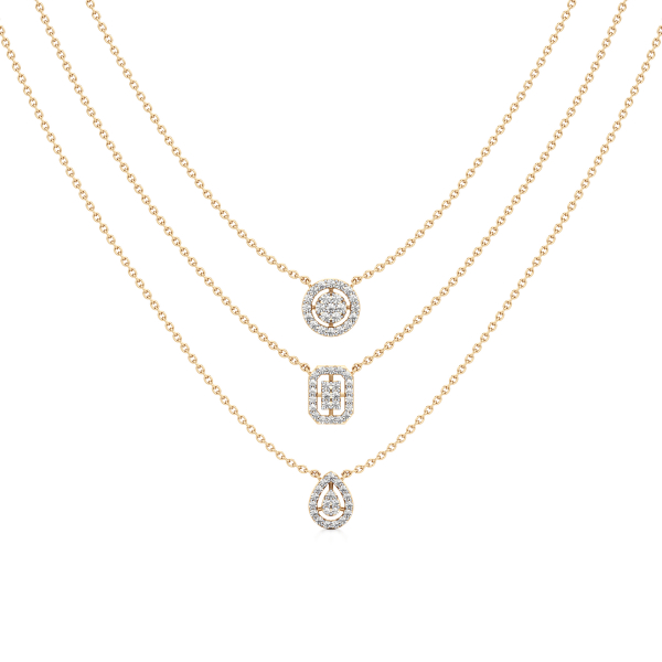 Multi-layered Trio Shaped Pave Chain