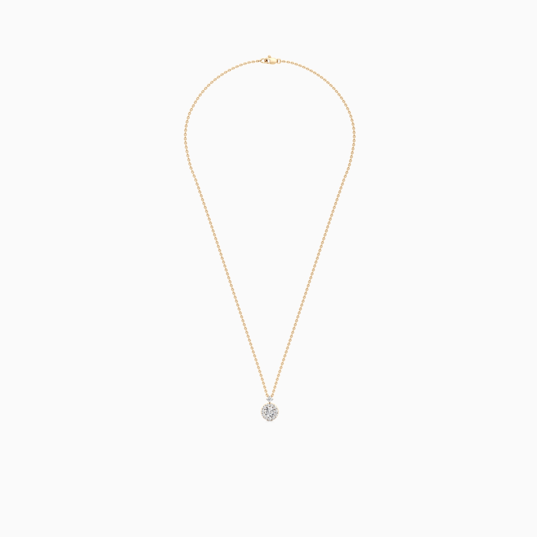 Halo of Solitaire Starlight Pendant in Yellow 14K Gold
