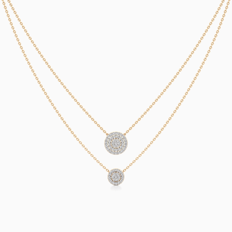 Multi-layered Pave Necklace in Yellow 14K Gold