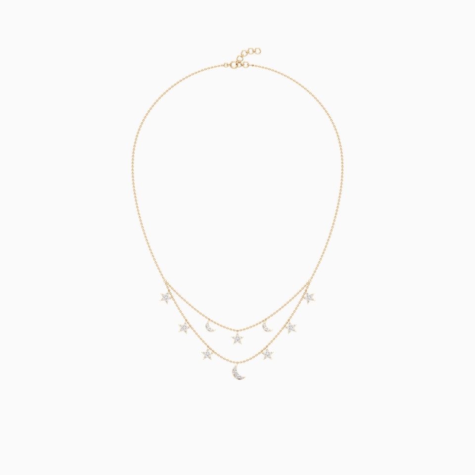 Moon-light Station Chain in Yellow 14K Gold