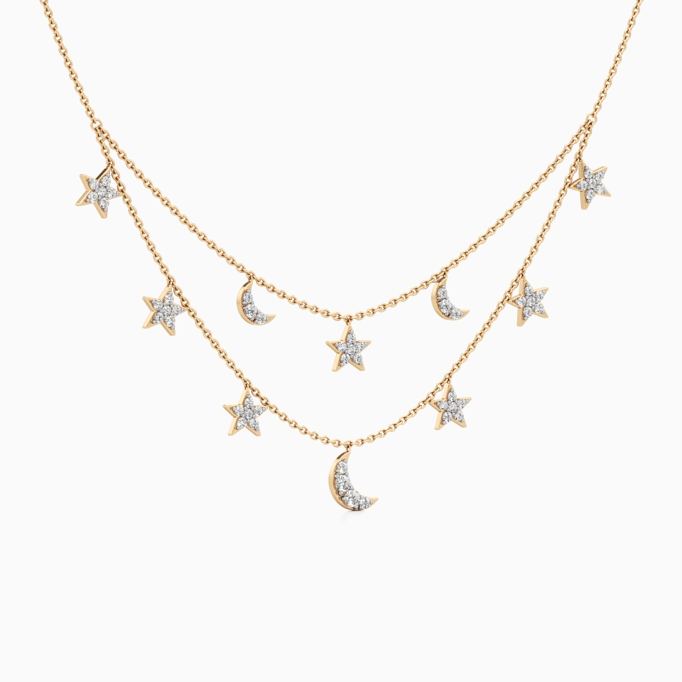 Moon-light Station Chain in Yellow 14K Gold