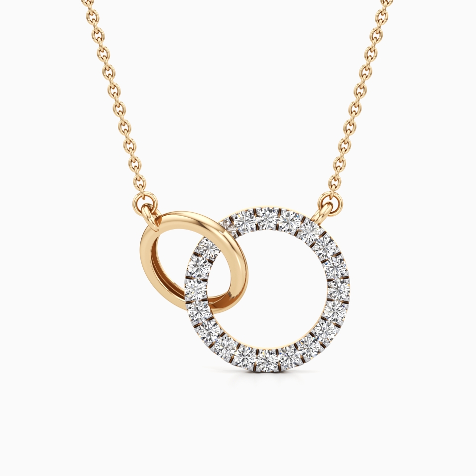 Interlinked Circles Love Pendant in Yellow 14K Gold