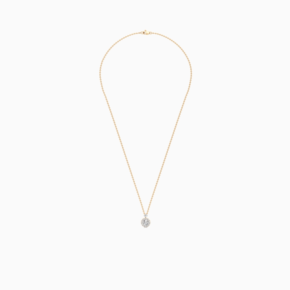 Halo of Solitaire Starlight Pendant in Yellow 14K Gold