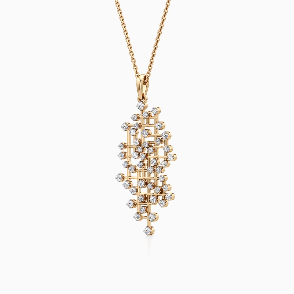 Sparkling Maze Pendant in Yellow 14K Gold
