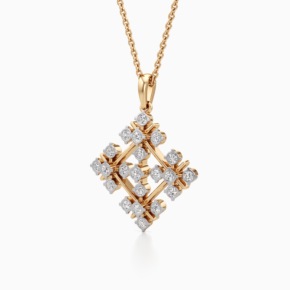 Quad Floret Diamond Pendant in Yellow 14K Gold