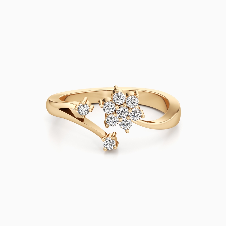 7-Stone Petal Diamond Ring in Yellow 14K Gold