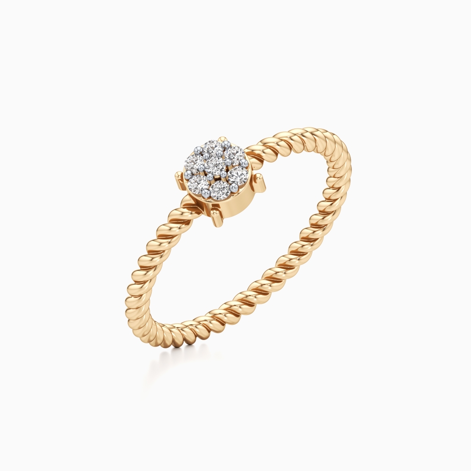 Spiral Embrace Diamond Ring in Yellow 14K Gold
