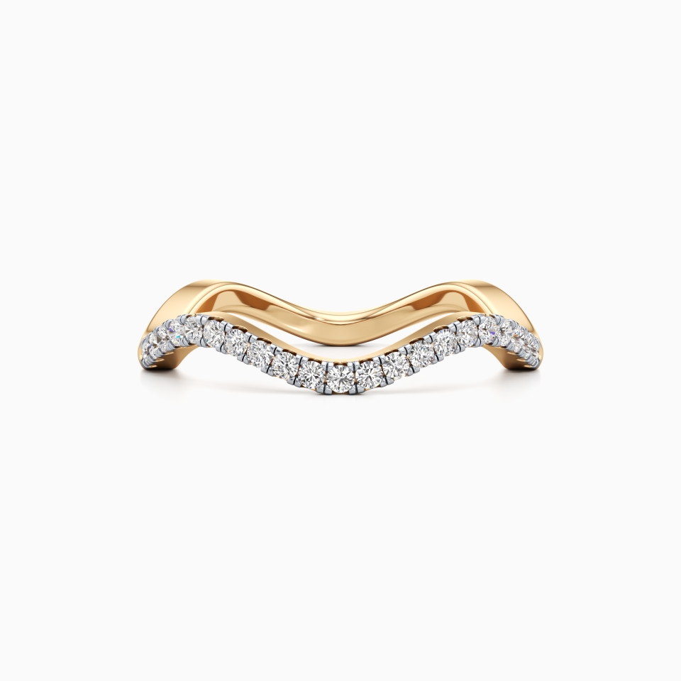 Wavecrest Diamond Ring Band in Yellow 14K Gold
