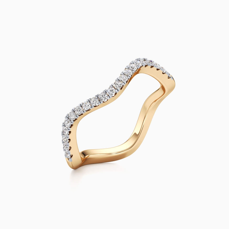Wavecrest Diamond Ring Band in Yellow 14K Gold