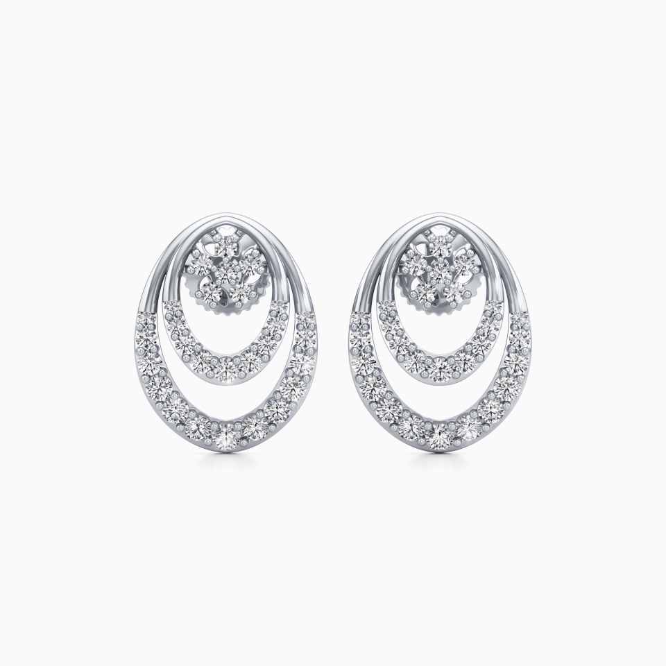 Delicate Circlet Earrings in White 14K Gold