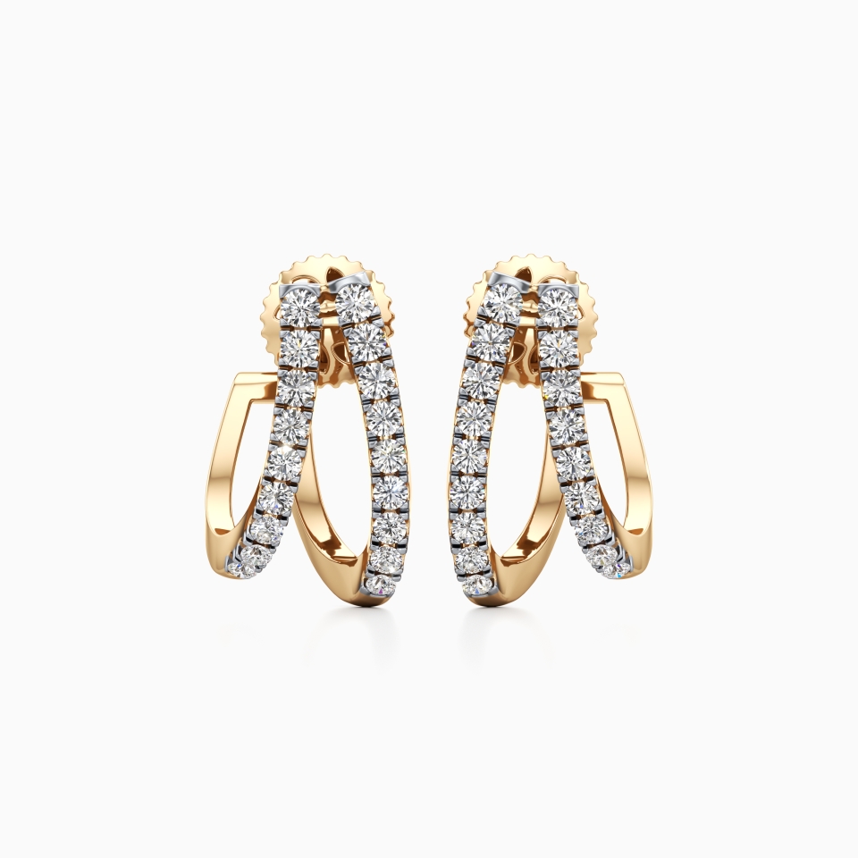 Huggie Love Diamond Earrings in Yellow 14K Gold