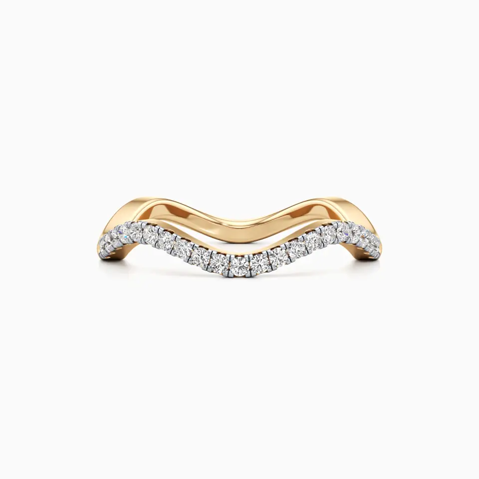 Wavecrest Diamond Ring Band in Yellow 14k Gold